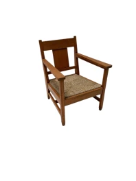 Art Deco Modernist Club Chair with Rush Seat, 1920s